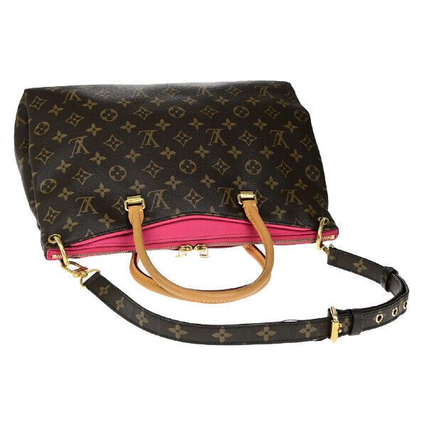 LOUIS VUITTON Pallas 2Way Hand Bag Monogram Leather Brown Pink M41147 51RK715