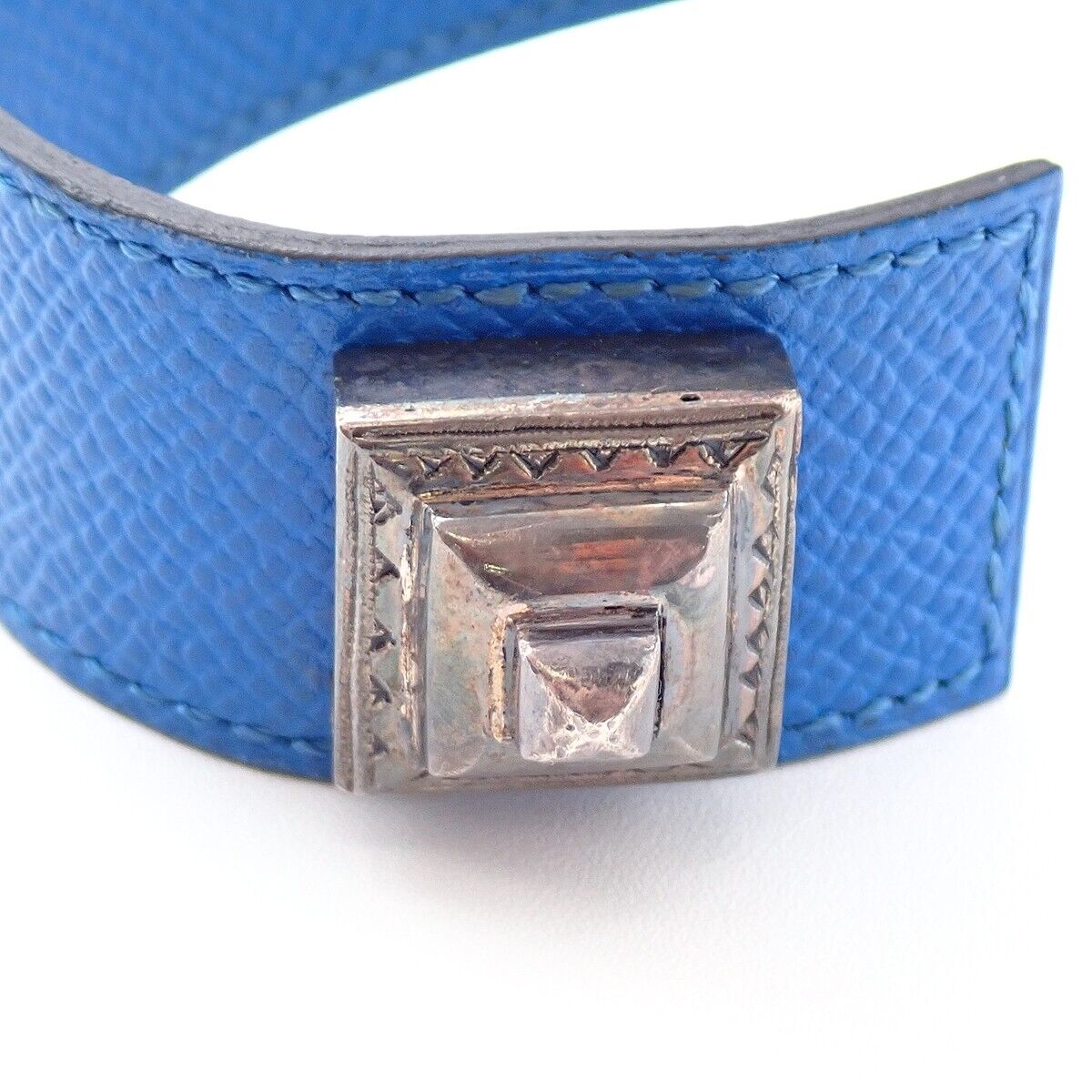 HERMES Logo Touareg Artemis Bracelet Couchevel ▢B Beige Silver 925 66KA365