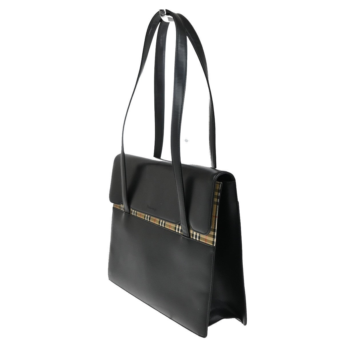 BURBERRYS Logo Shoulder Bag Nova Check Canvas Leather Black 66KB704