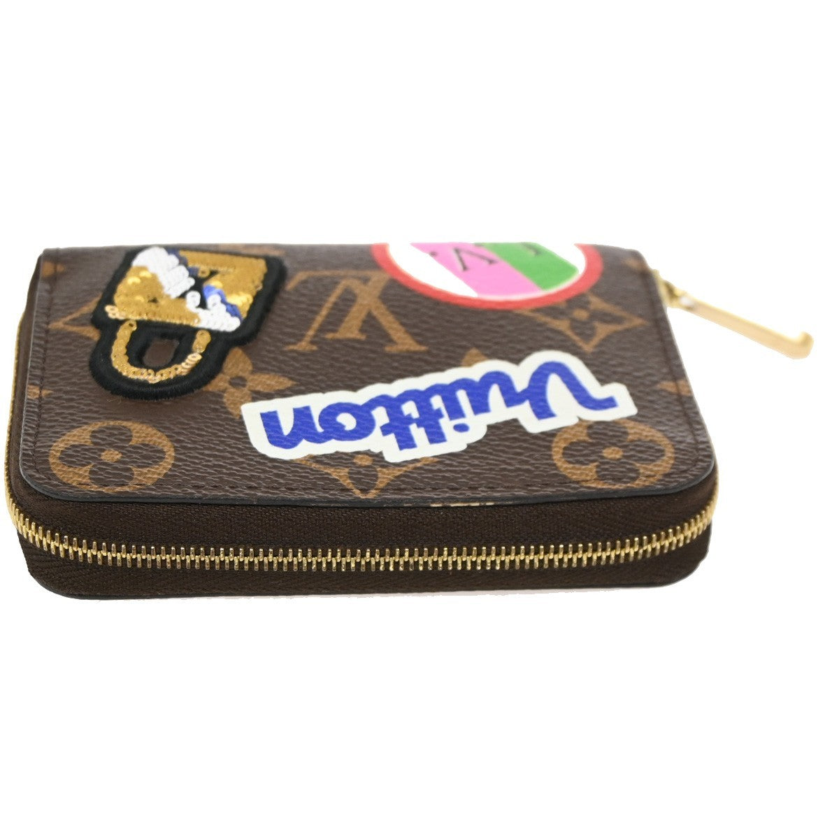 LOUIS VUITTON Zippy Coin Purse Patches Monogram Leather BN Pink M63391 70RL538