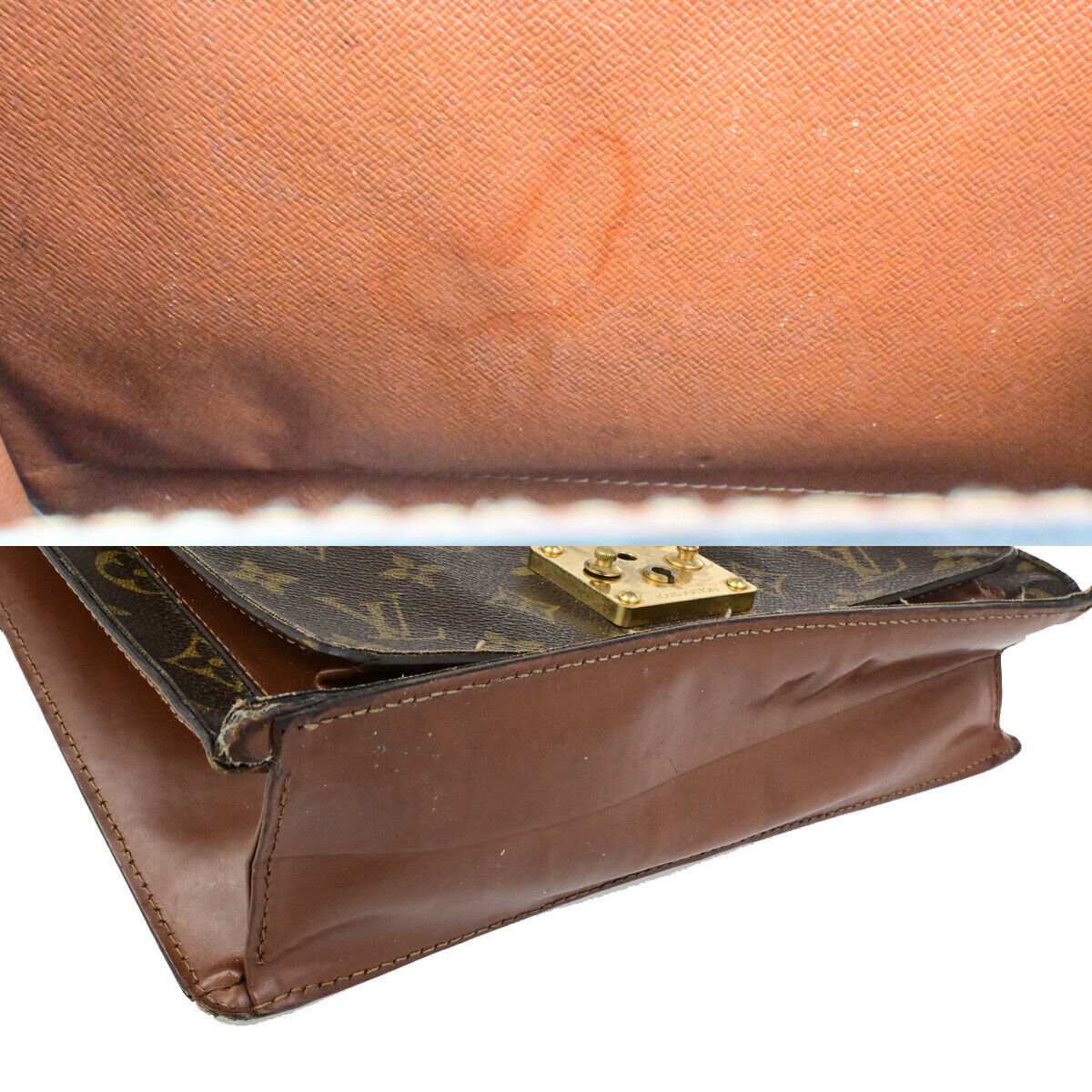 LOUIS VUITTON Monceau 28 Hand Bag Monogram Leather Brown France M51185 02SJ533