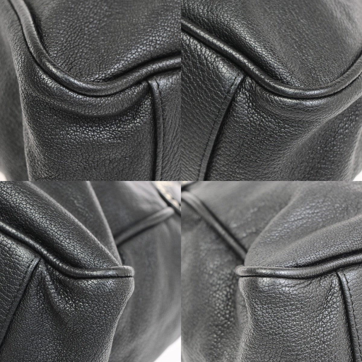 CHRISTIAN LOUBOUTIN Studs Tote Shoulder Bag Leather Black France SHW  71CB053