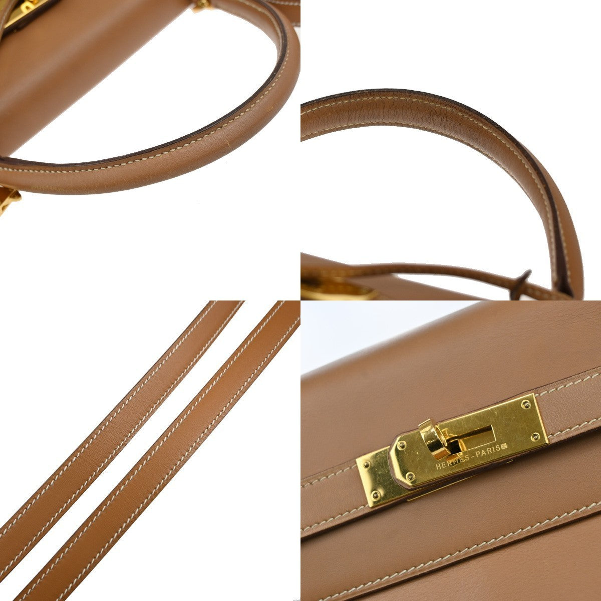 HERMES Kelly 35 2Way Shoulder Hand Bag Chamonix Leather Brown Vintage 247RF960