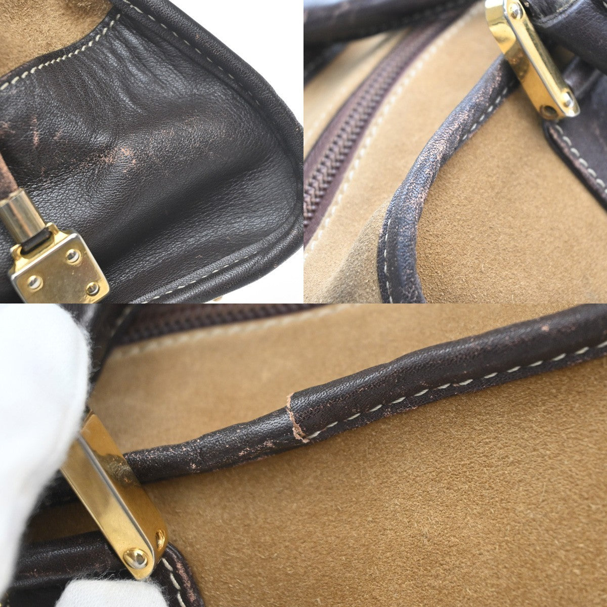 LOEWE Logo Anagram Amazona 32 Hand Bag Suede Leather Beige GHW Spain 38MA556