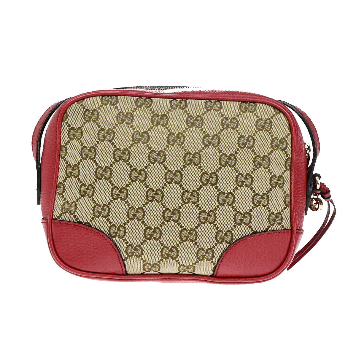 GUCCI GG Pattern Crossbody Shoulder Bag Canvas Leather Brown Red GHW 97RK010