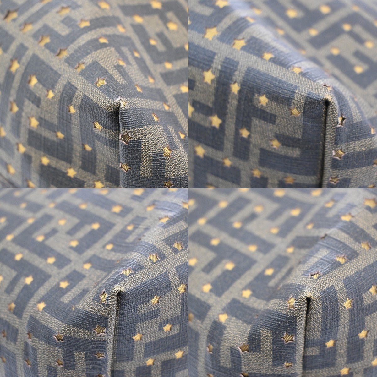 FENDI Logo Zucca x Star Pattern Tote Shoulder Bag Canvas PVC Leather BN 27RL554