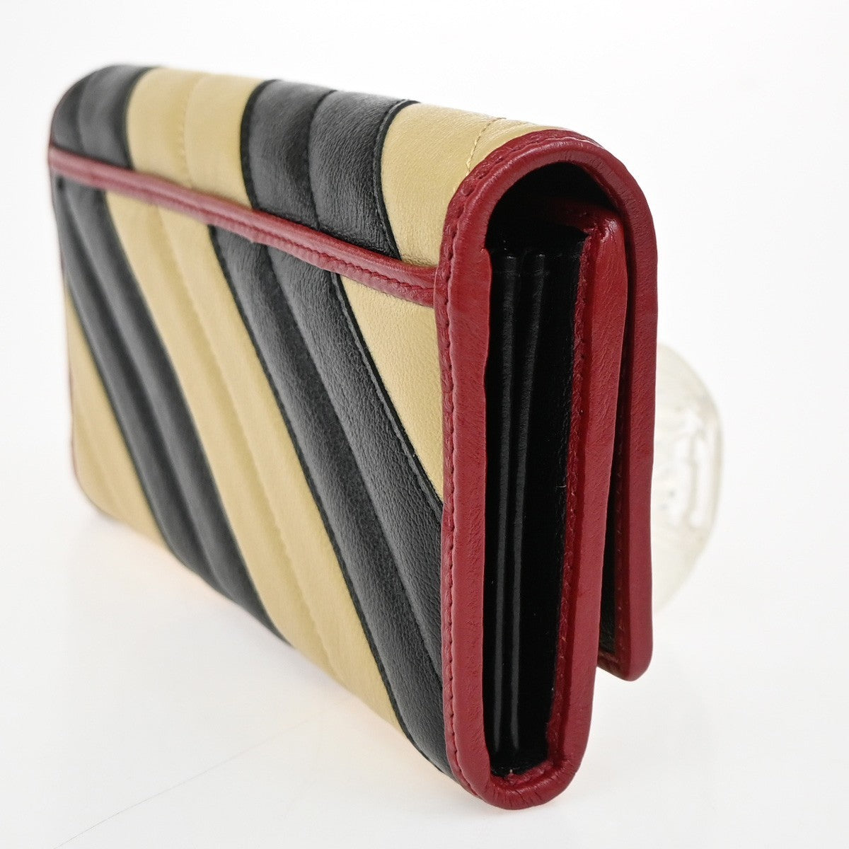 GUCCI GG Logo Marmont Continental Long Wallet Leather Black Beige Red 82RL528