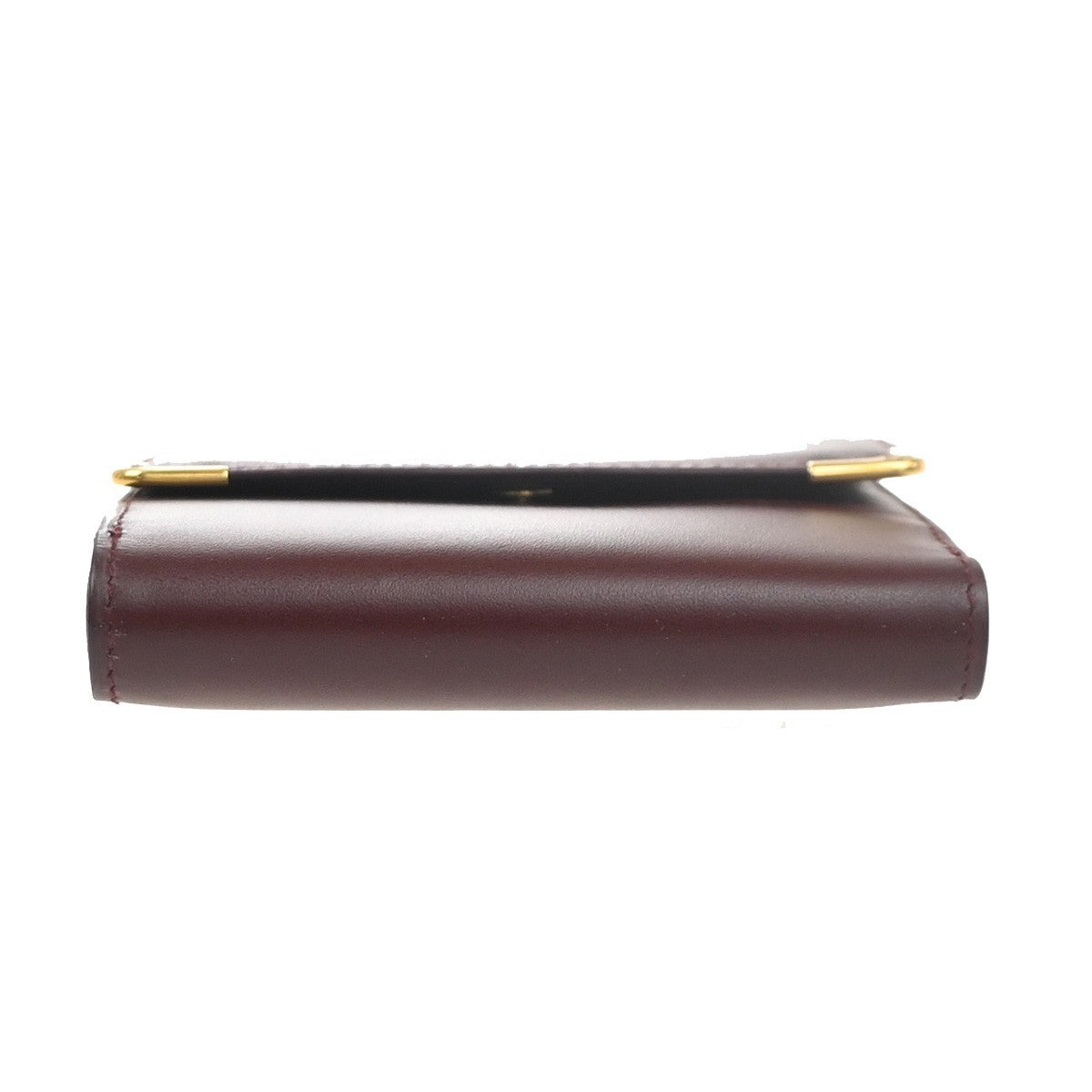 Cartier 2C Logo Trifold Compact Wallet Purse Leather Red Gold Italy 01RL879