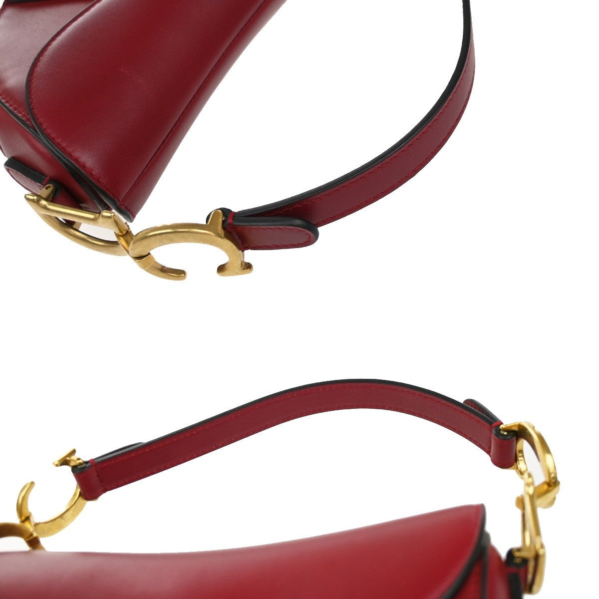 CHRISTIAN DIOR Mini Saddle Hand Bag Leather Red GHW 652RP172
