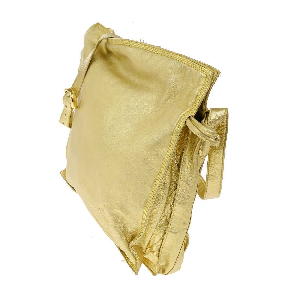 LOEWE LOGO Anagram Drawstring Crossbody Shoulder Bag Leather Gold GHW 38TA510