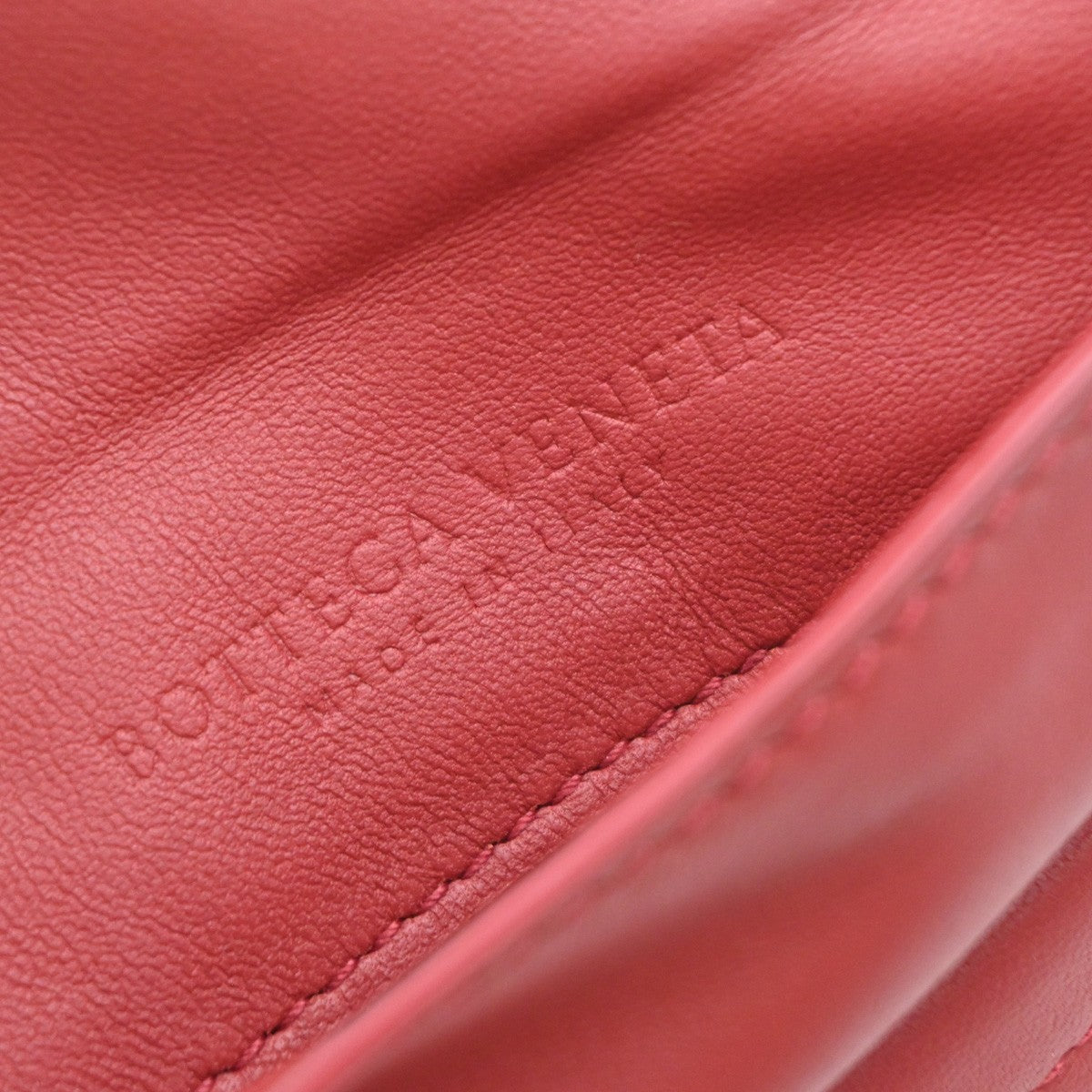 BOTTEGA VENETA Intrecciato Mini Chain Wallet Shoulder Bag Leather Red 11RF996