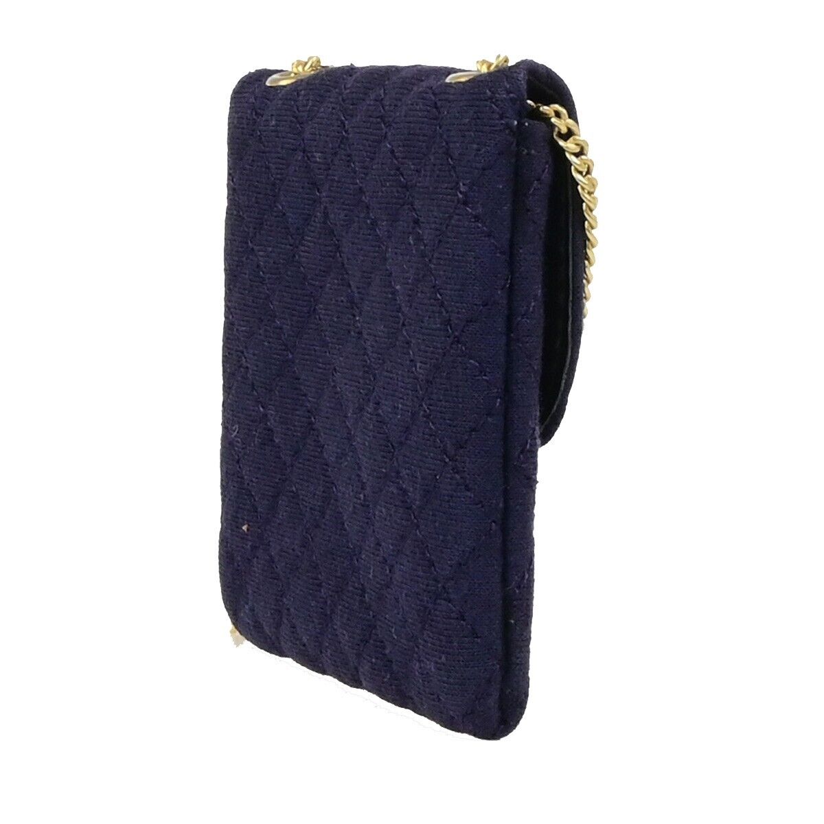 CHANEL Micro Matelasse Pouch Bag Canvas Leather Navy Blue GHW Accessory 73KA444