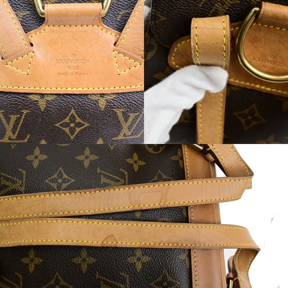 LOUIS VUITTON Montsouris MM Backpack Bag Monogram Leather Brown M51136 21ED423