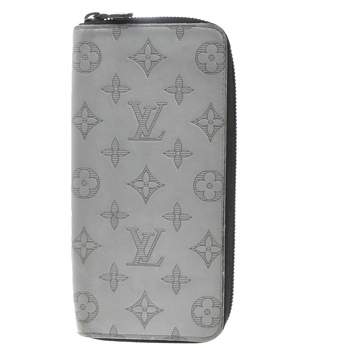 LOUIS VUITTON Vertical Zippy Wallet Monogram Shadow Guri Gray M81384 35EG389