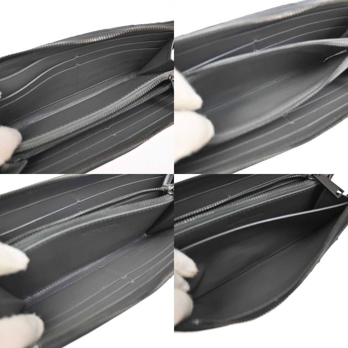 BOTTEGA VENETA Intrecciato Long Zipper Around Wallet Leather Black 65FC117