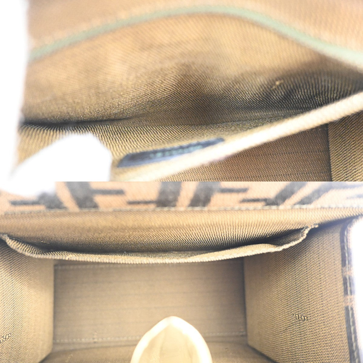 50.LiveFENDI Zucca Pattern Shoulder Hand Vanity Bag Canvas Leather Italy 11MA316
