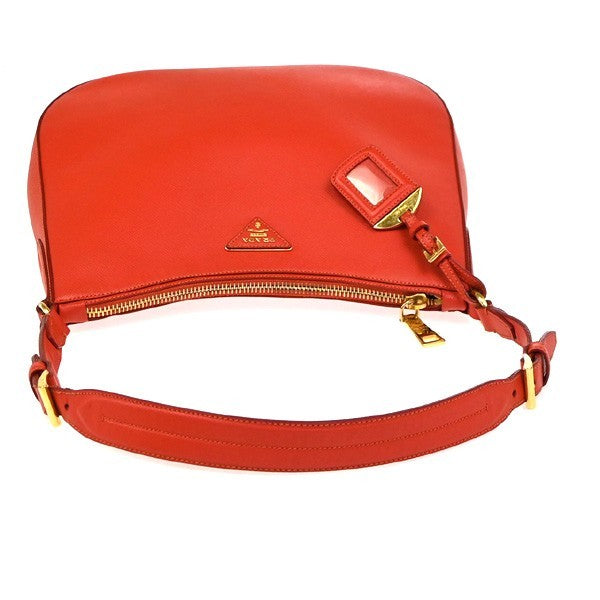 PRADA Logo Saffiano Shoulder Hand Bag Leather Red Lacca GHW Italy 71YJ010