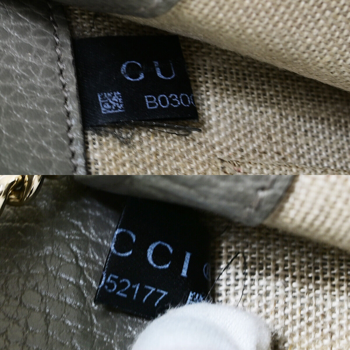 GUCCI Logo Interlocking G Chain Shoulder Bag Leather Gray GHW Italy 52YF630