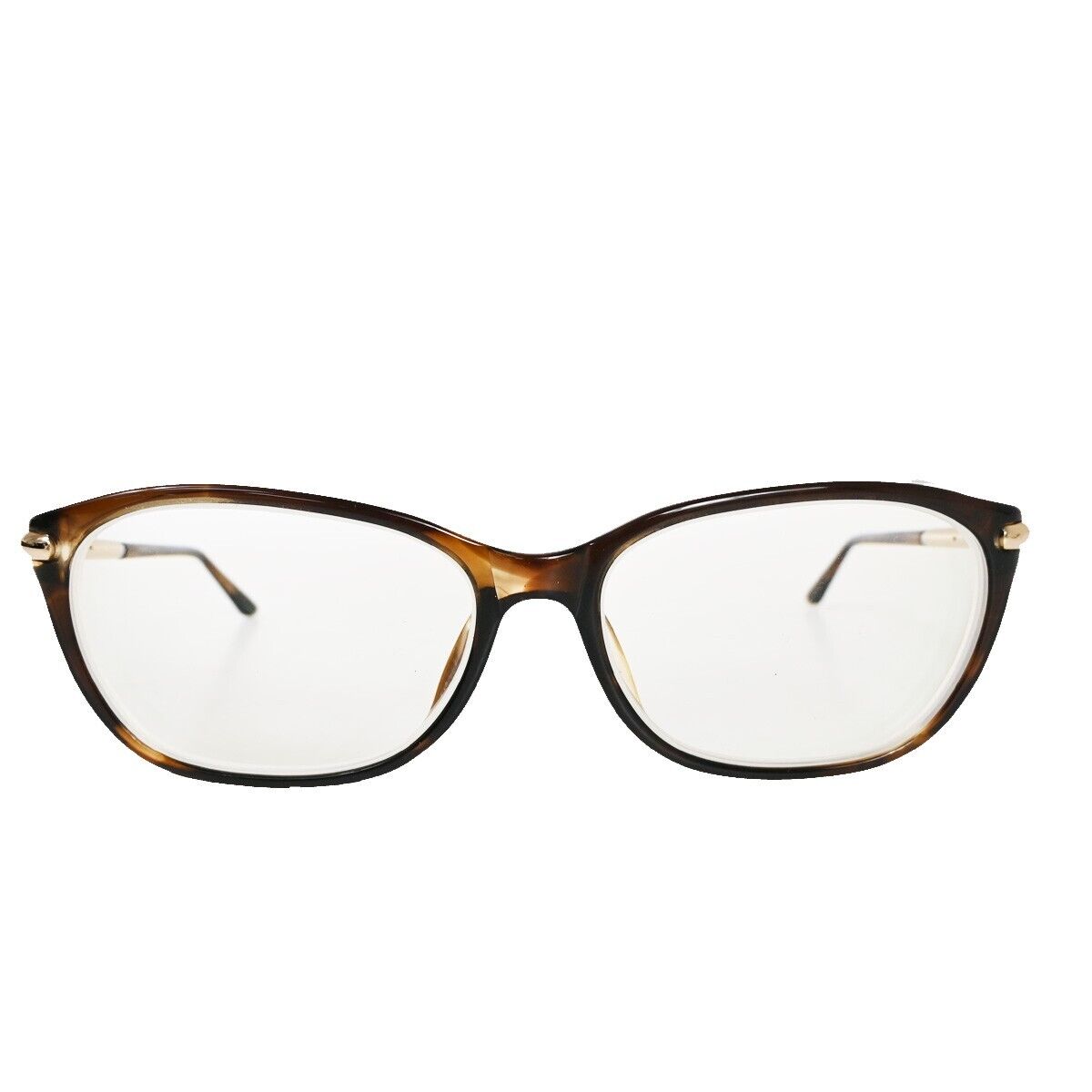 TOM FORD Logo Glasses Frame Eye Wear Plastic Brown Gold Plated Accessory 02GA680