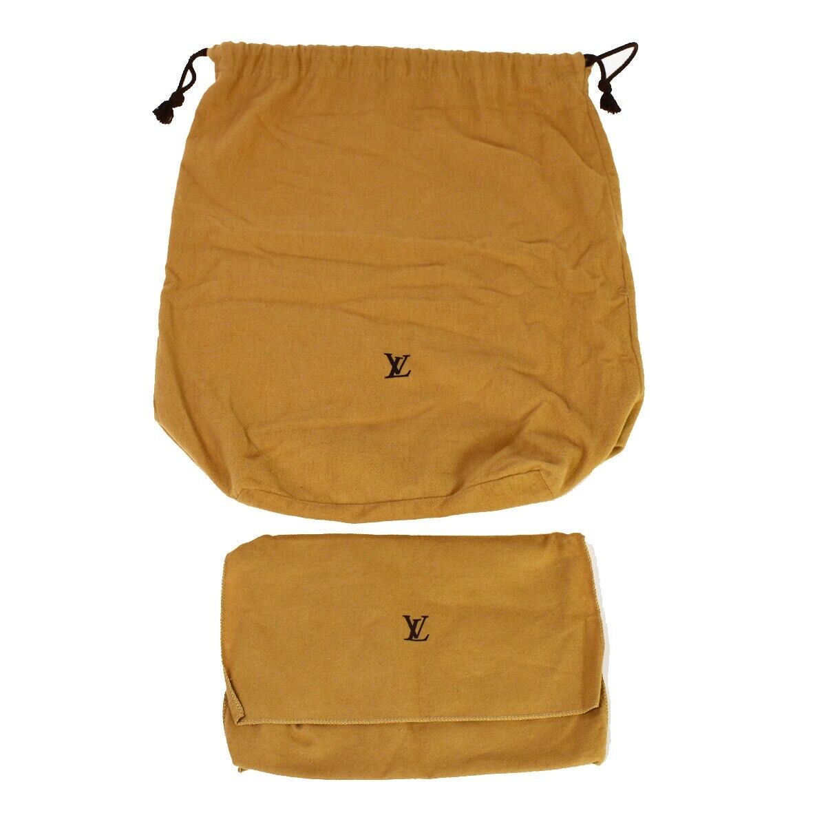 LOUIS VUITTON Logo 10 Set Dust Bag Drawstring Canvas Cotton Beige Brown 02GA591