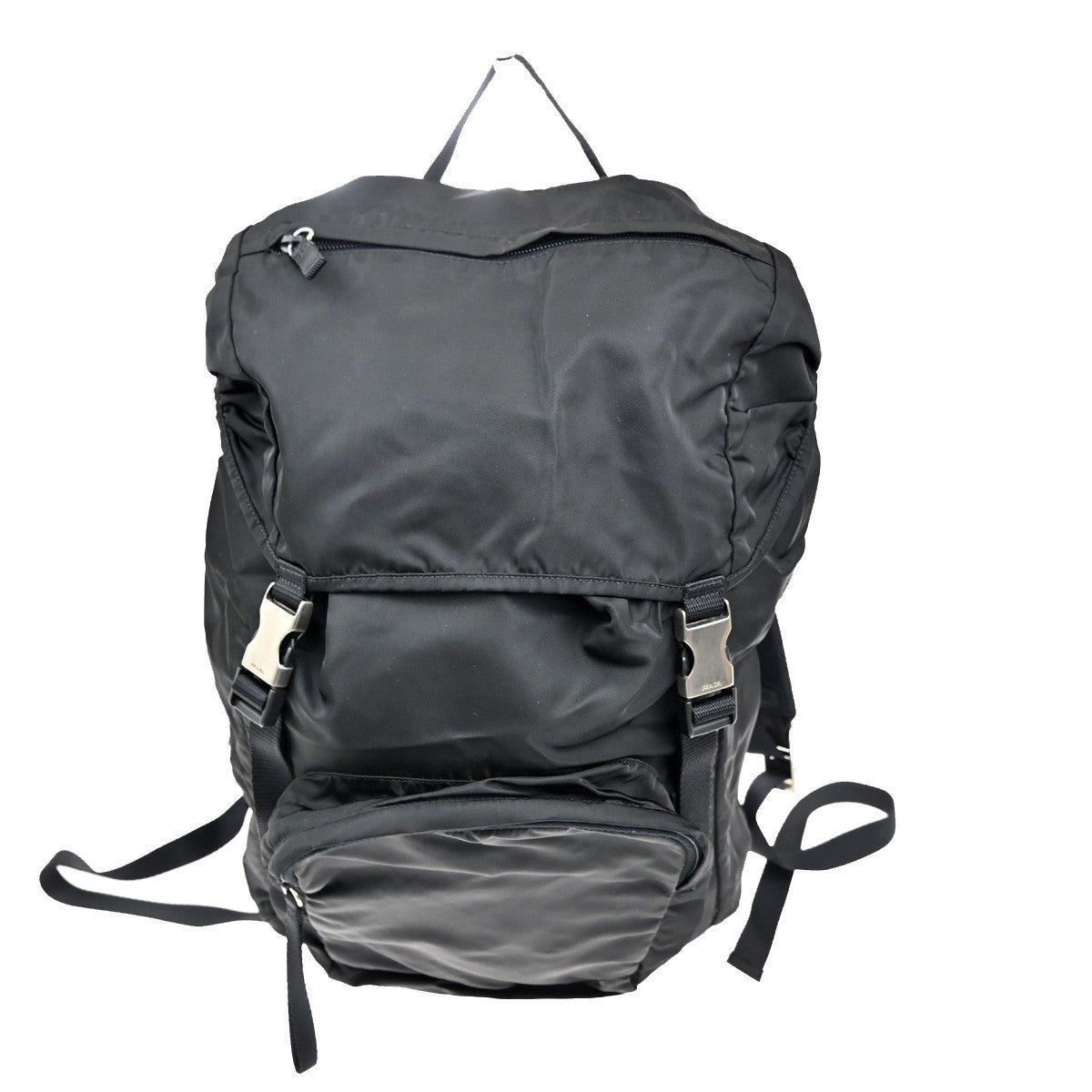 PRADA Tessuto Drawstring Backpack Bag Nylon Leather Black SHW Italy 20KC281