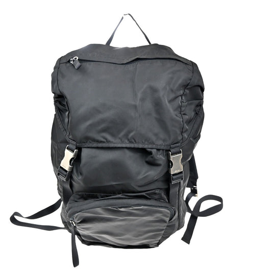 PRADA Tessuto Drawstring Backpack Bag Nylon Leather Black SHW Italy 20KC281