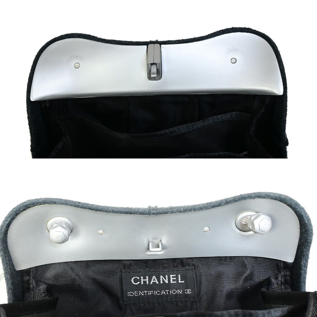 CHANEL CC Hip Bag Shoulder Bag Wool Gray Silver France 73SJ016