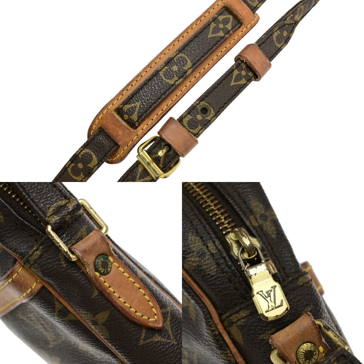 LOUIS VUITTON Danube Shoulder Bag Monogram Leather Brown France M45266 30ED775