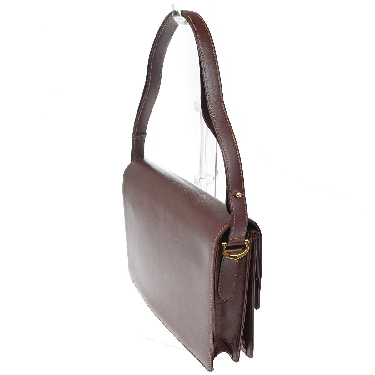 CARTIER Must Line Push lock Shoulder Bag  Leather Burgundy Red Italy GHW 36TA553