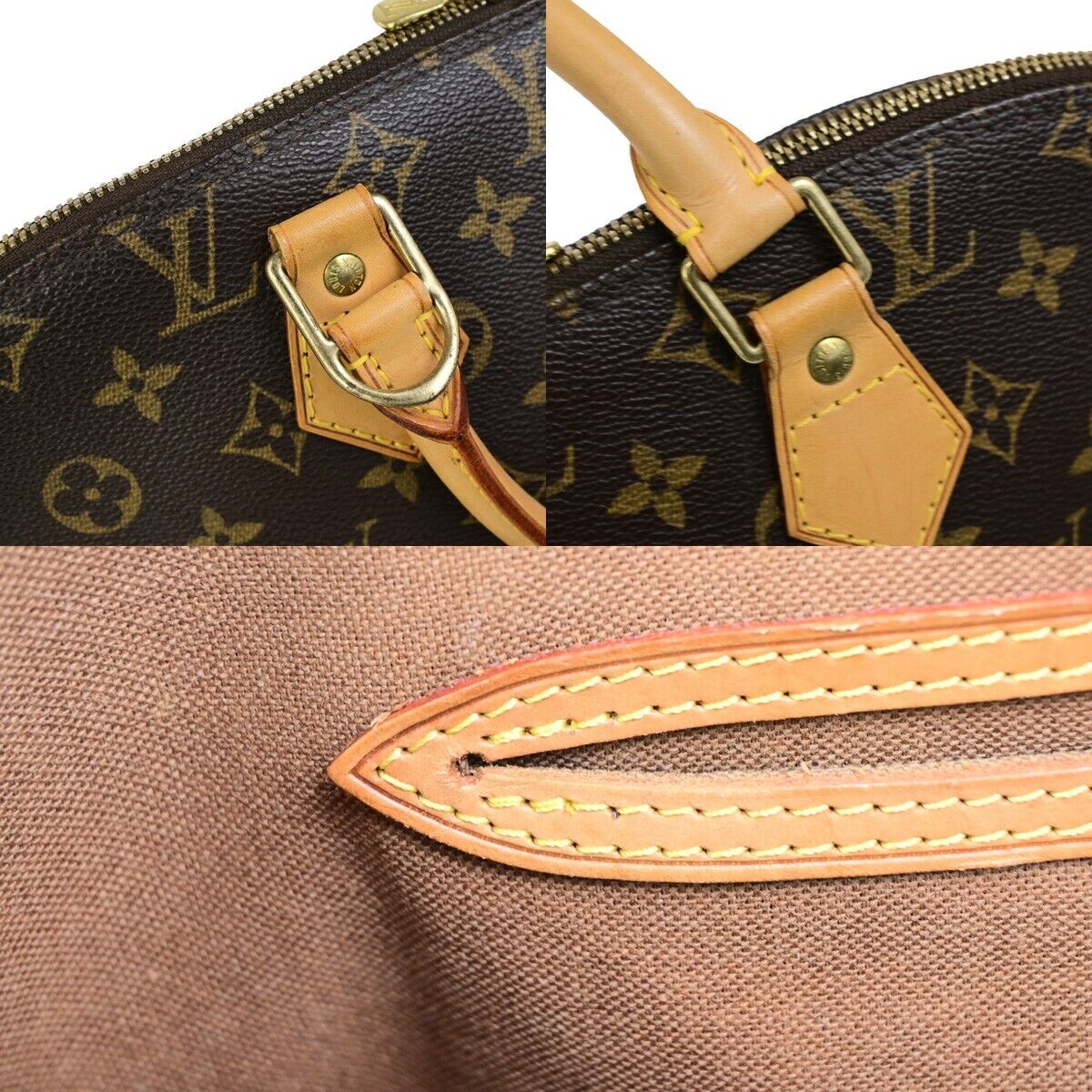 LOUIS VUITTON LV Logo Alma Hand Bag Monogram Leather Brown France M51130 71EC881