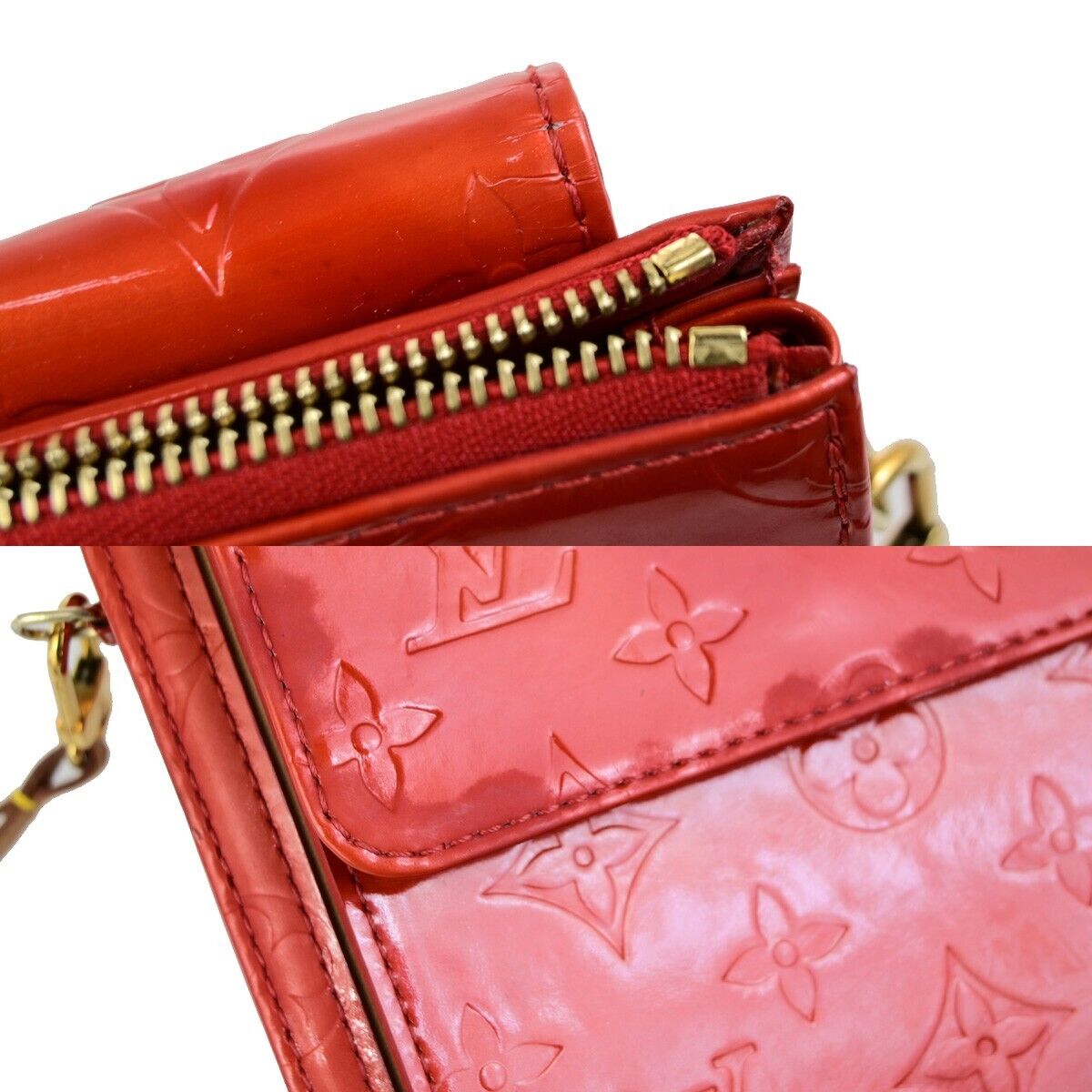 LOUIS VUITTON LV Motto Shoulder Bag Monogram Vernis Leather Red M91137 30FB338