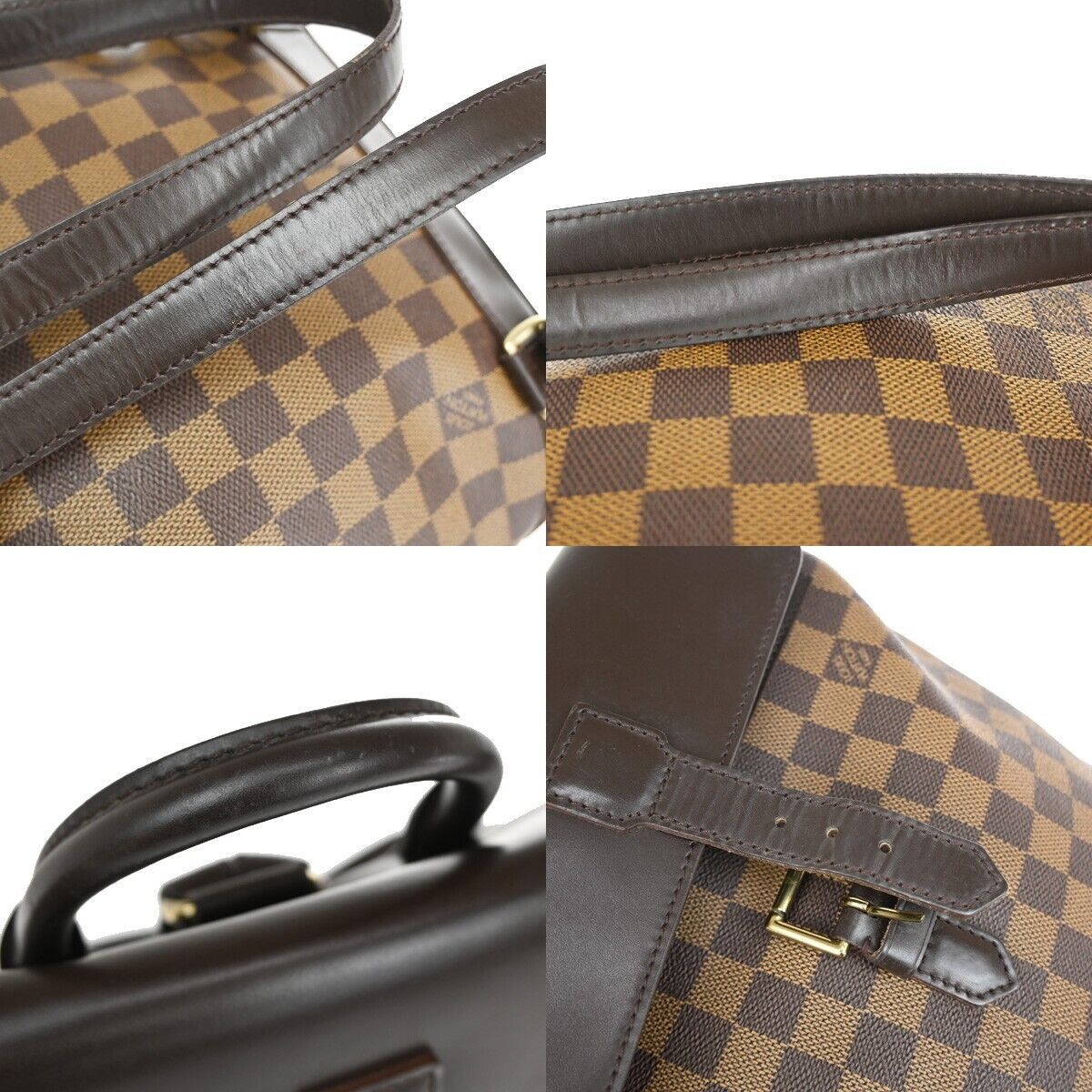LOUIS VUITTON Logo Soho Backpack Bag Damier Ebene Leather Brown N51132 50SH733