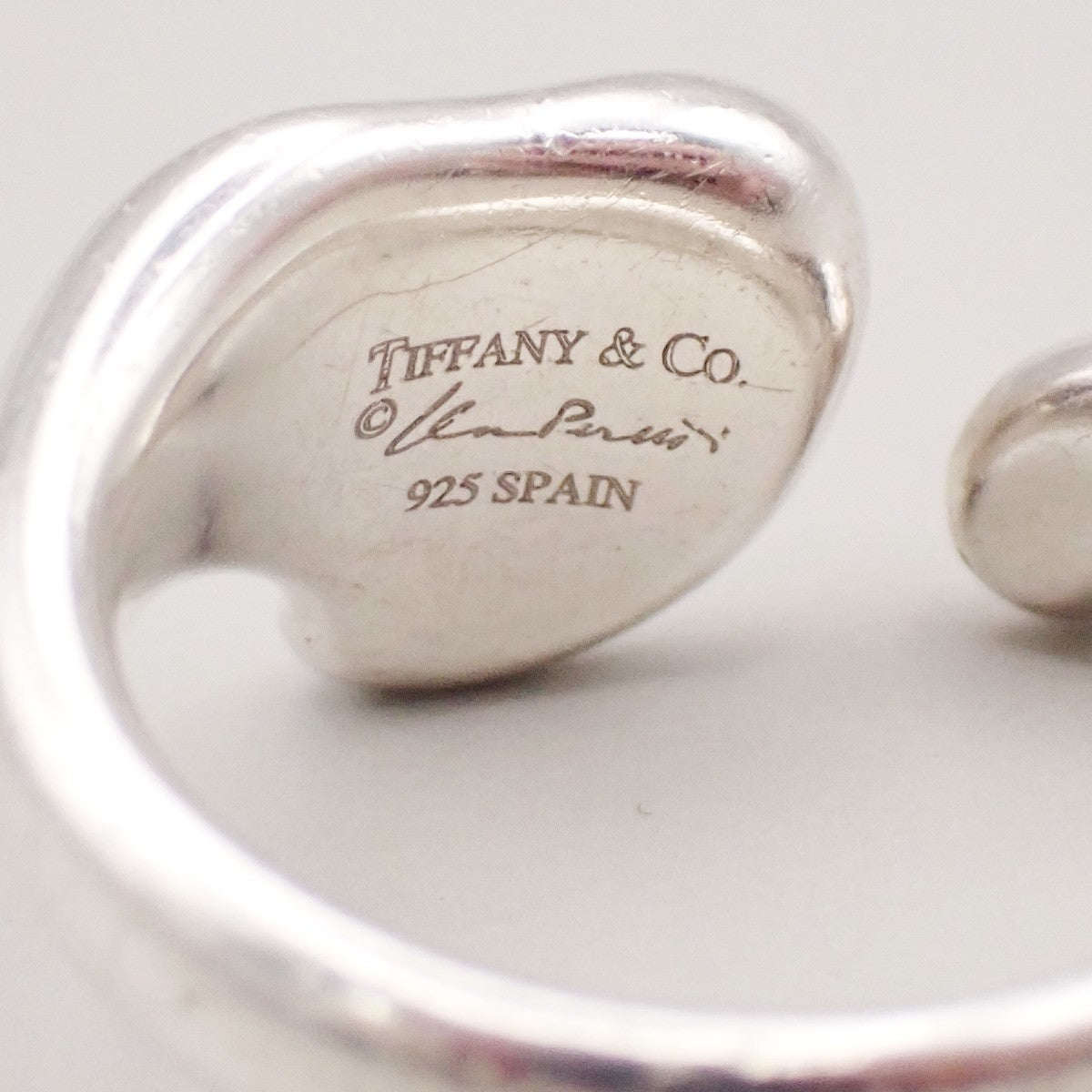 TIFFANY&Co. Logo Full Heart Diamond Ring Silver 925 Elsa Peretti Spain 08KC937
