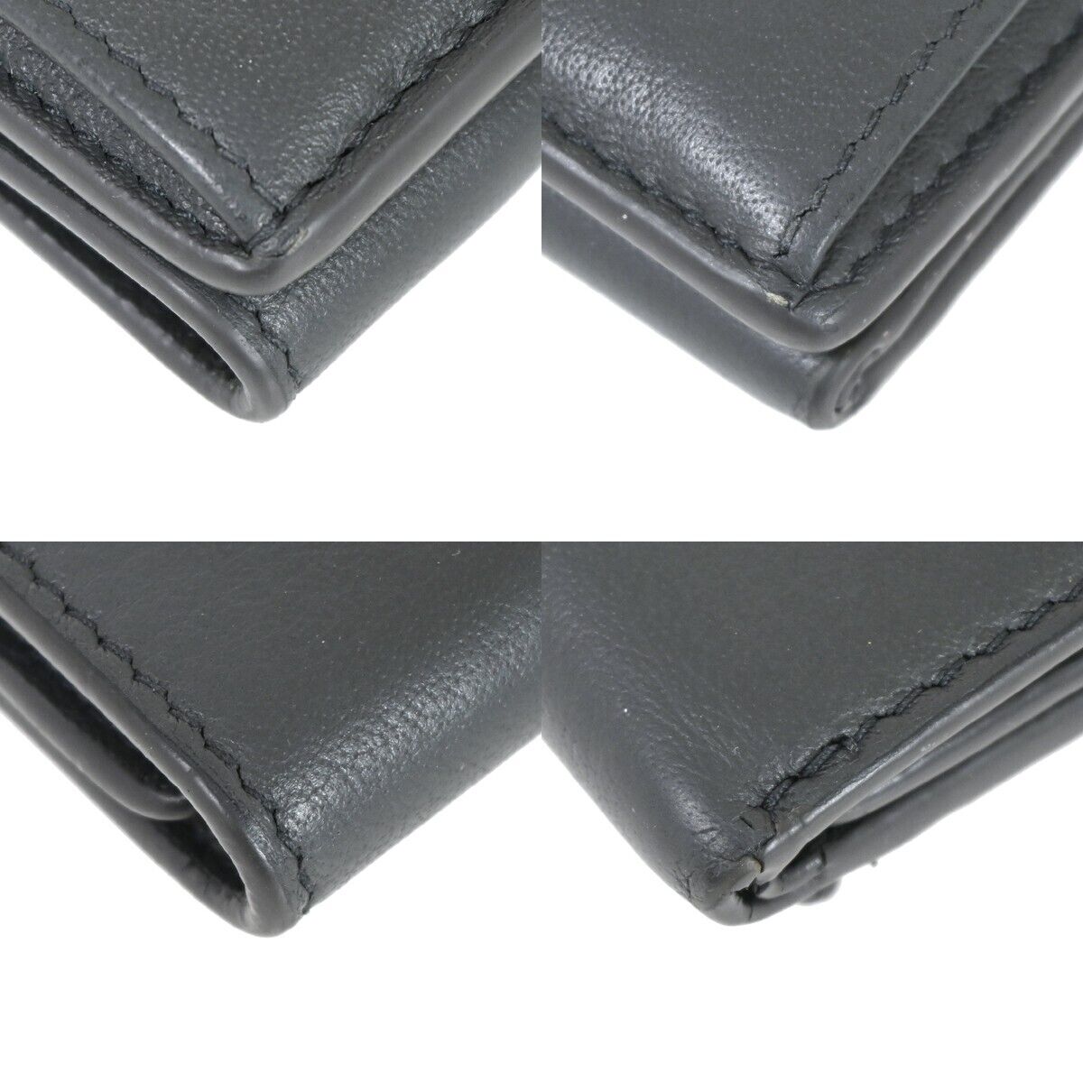 BALENCIAGA Logo Paper Mini Trifold Wallet Purse Leather Gray SHW Italy 67HB259