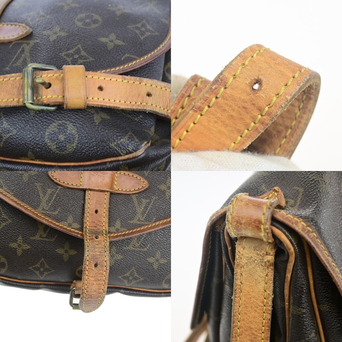 LOUIS VUITTON Logo Saumur 30 Shoulder Bag Monogram Leather Brown M42256 30HC017