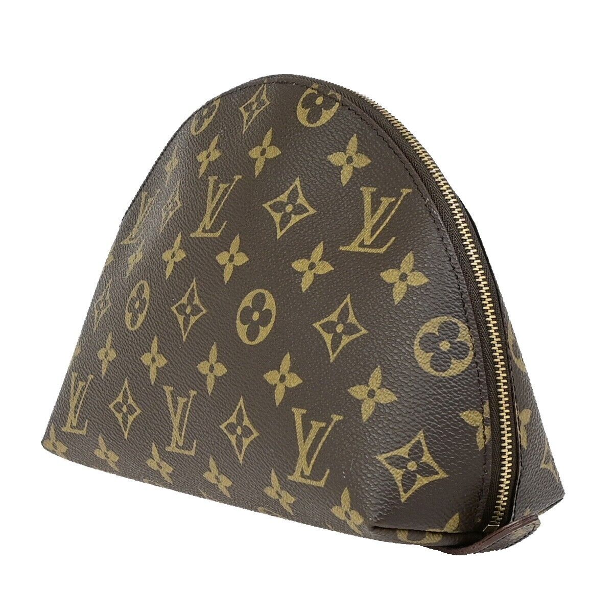 LOUIS VUITTON Trousse Demi Ronde Pouch Monogram Leather Brown M47520 68ED216