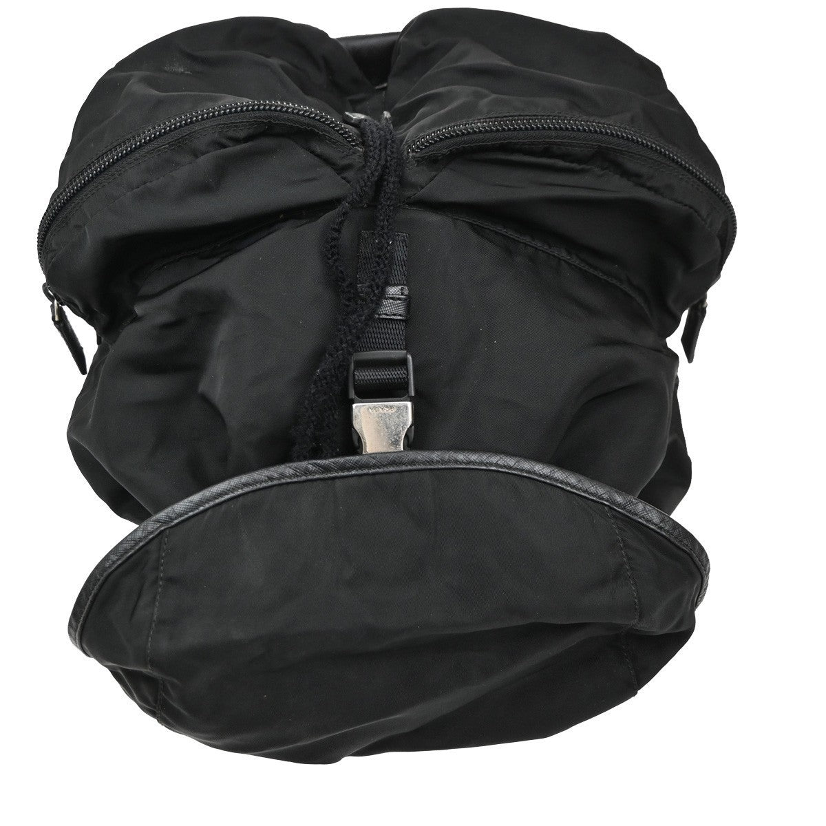 PRADA MILANO Logo Tessuto Drawstring Backpack Nylon Leather BK SHW Italy 62CA502