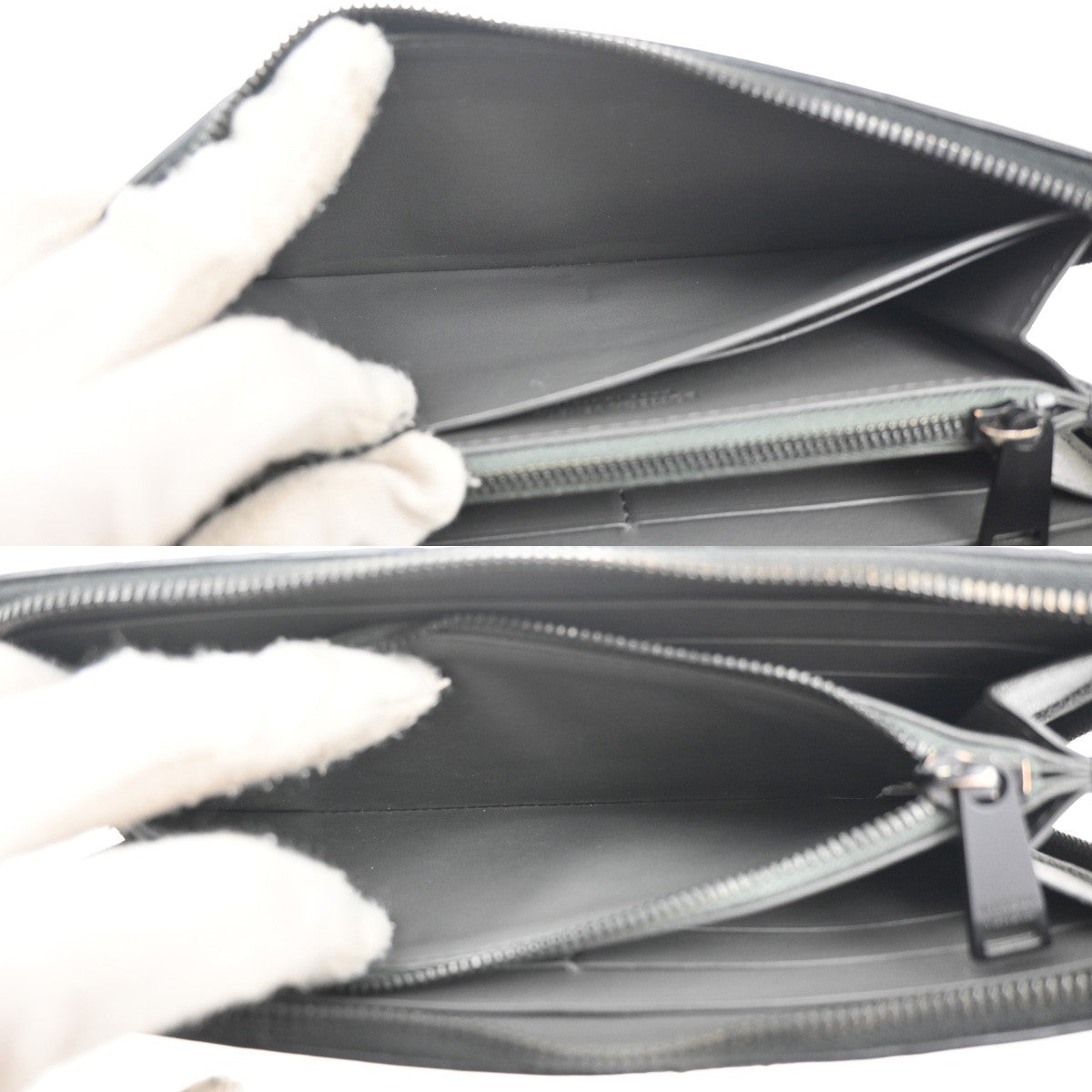 BOTTEGA VENETA Logo Intrecciato Zip Around Long Wallet Leather Black 65KC209