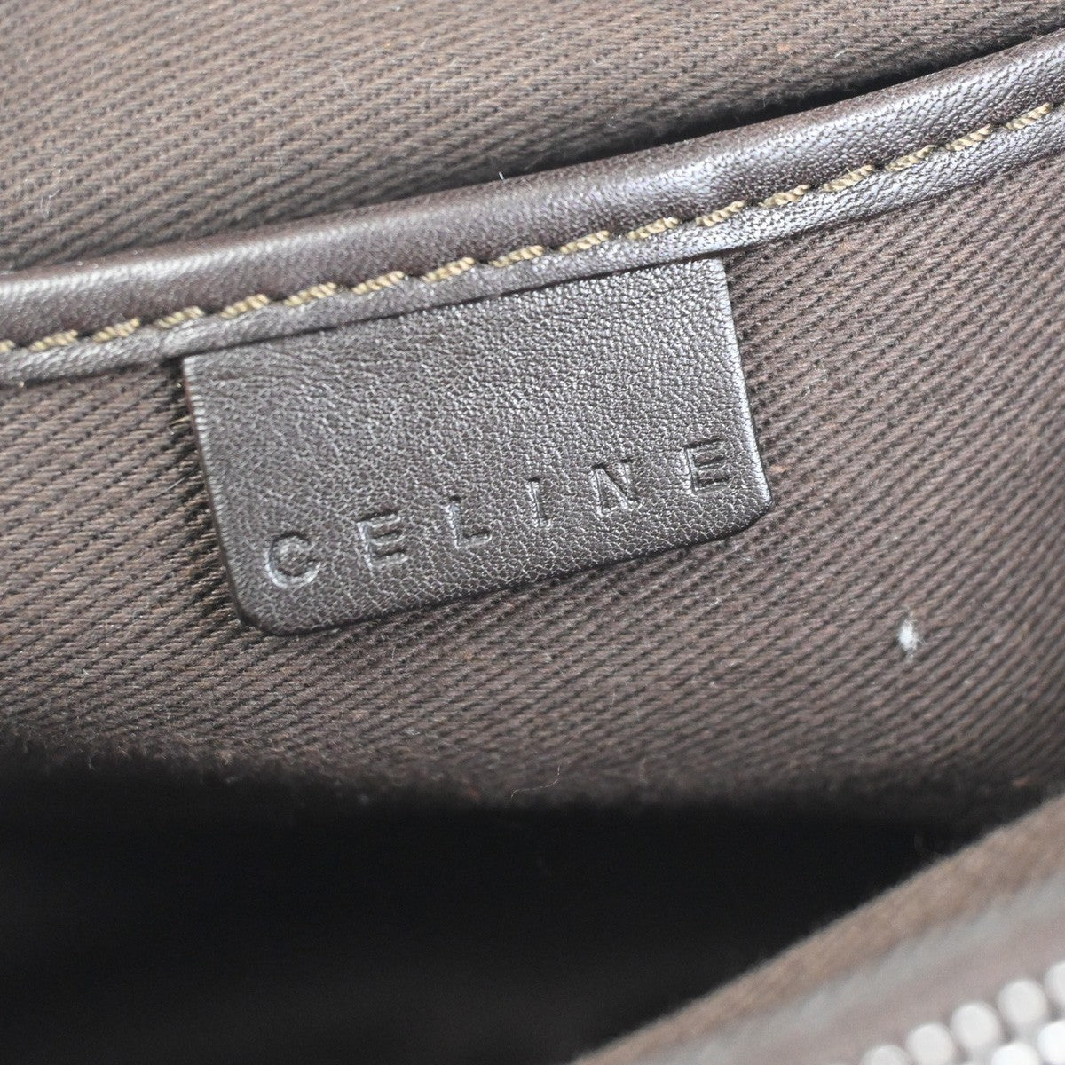 CELINE Logo Boogie Stitch Detail Hand Tote Bag Leather Brown GHW Italy 35ZA347