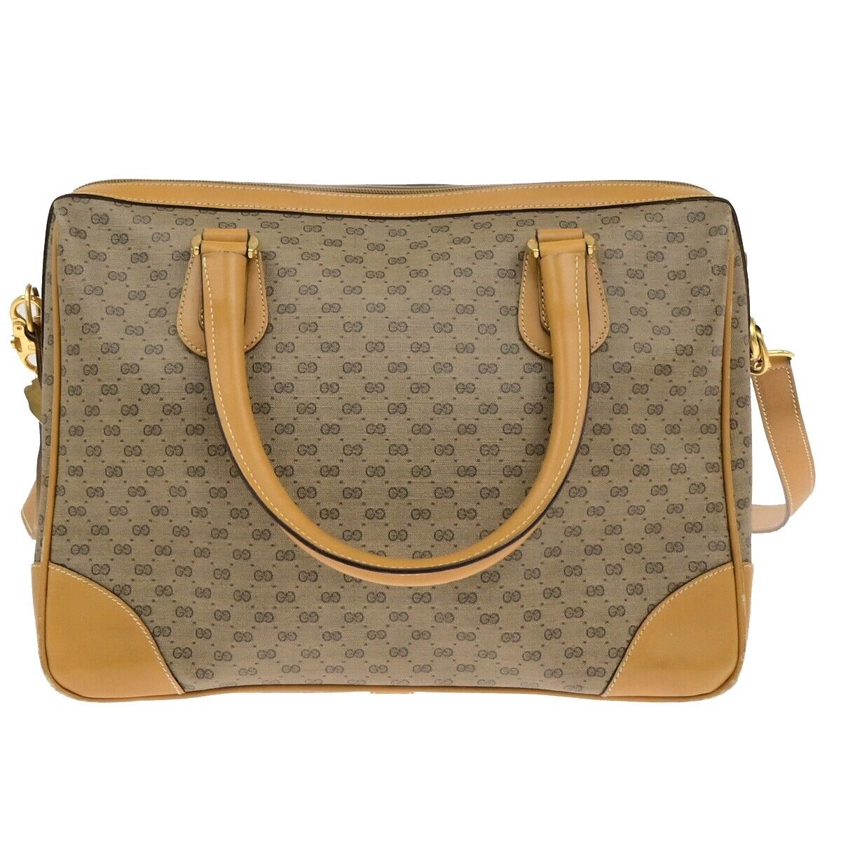 GUCCI Logos GG Pattern 2Way Shoulder Hand Bag PVC Leather Brown Gold 30KA548