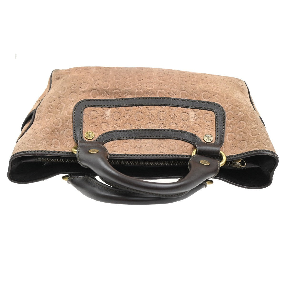 CELINE Logo Boogie C Macadam Hand Bag Suede Leather Brown GHW Italy 31KP552