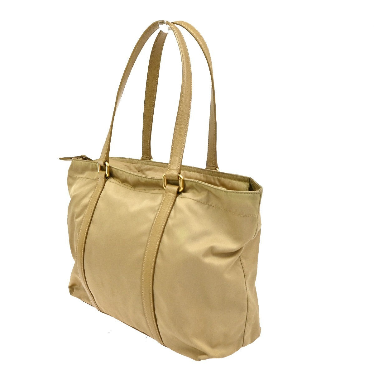 PRADA Logo Tessuto Shoulder Hand Bag Nylon Leather Beige Italy 30CA999