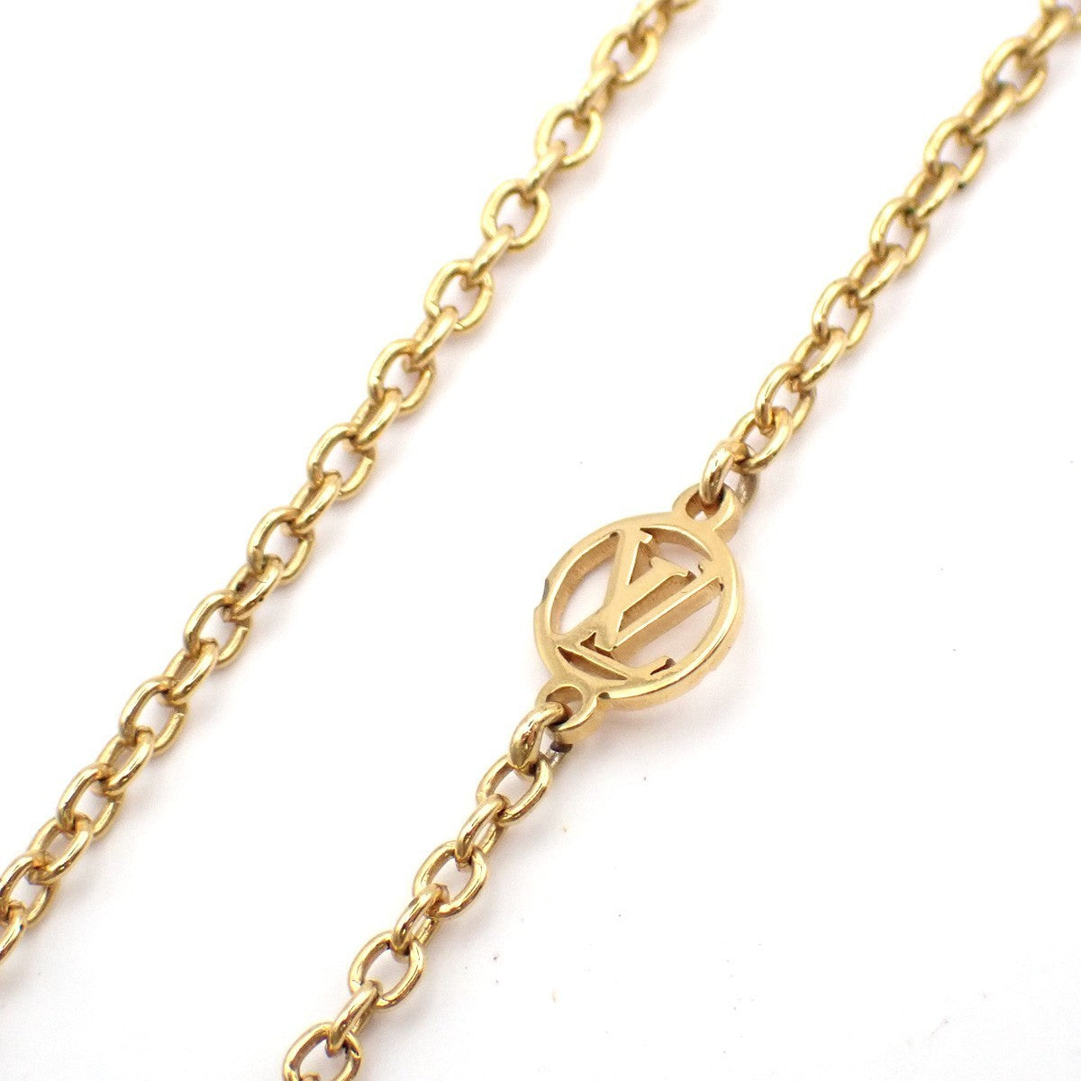 LOUIS VUITTON Essential V Planet Necklace Rhinestone GHW M68920 37EG281