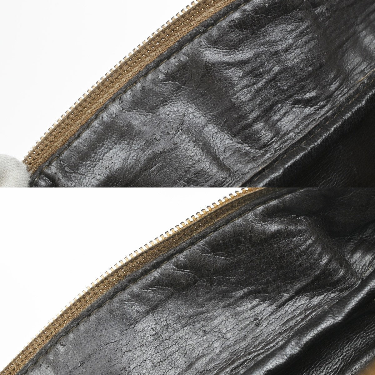FENDI Logo Zucchino Pattern Hand Bag Coating Canvas Leather Brown 62KP355