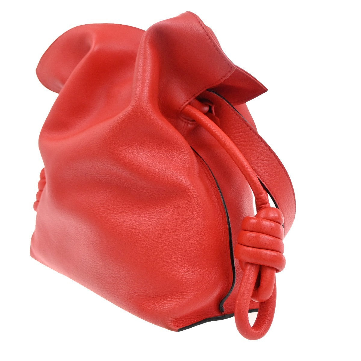 LOEWE Logo Flamenco Kont Anagram Shoulder Tote Bag Leather Red Spain 12RL860