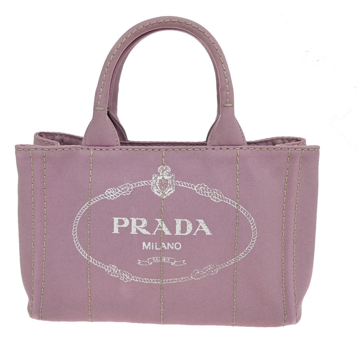 PRADA Logo CANAPA  Hand Tote Bag Canvas Lether Pink GHW Italy 76MA012