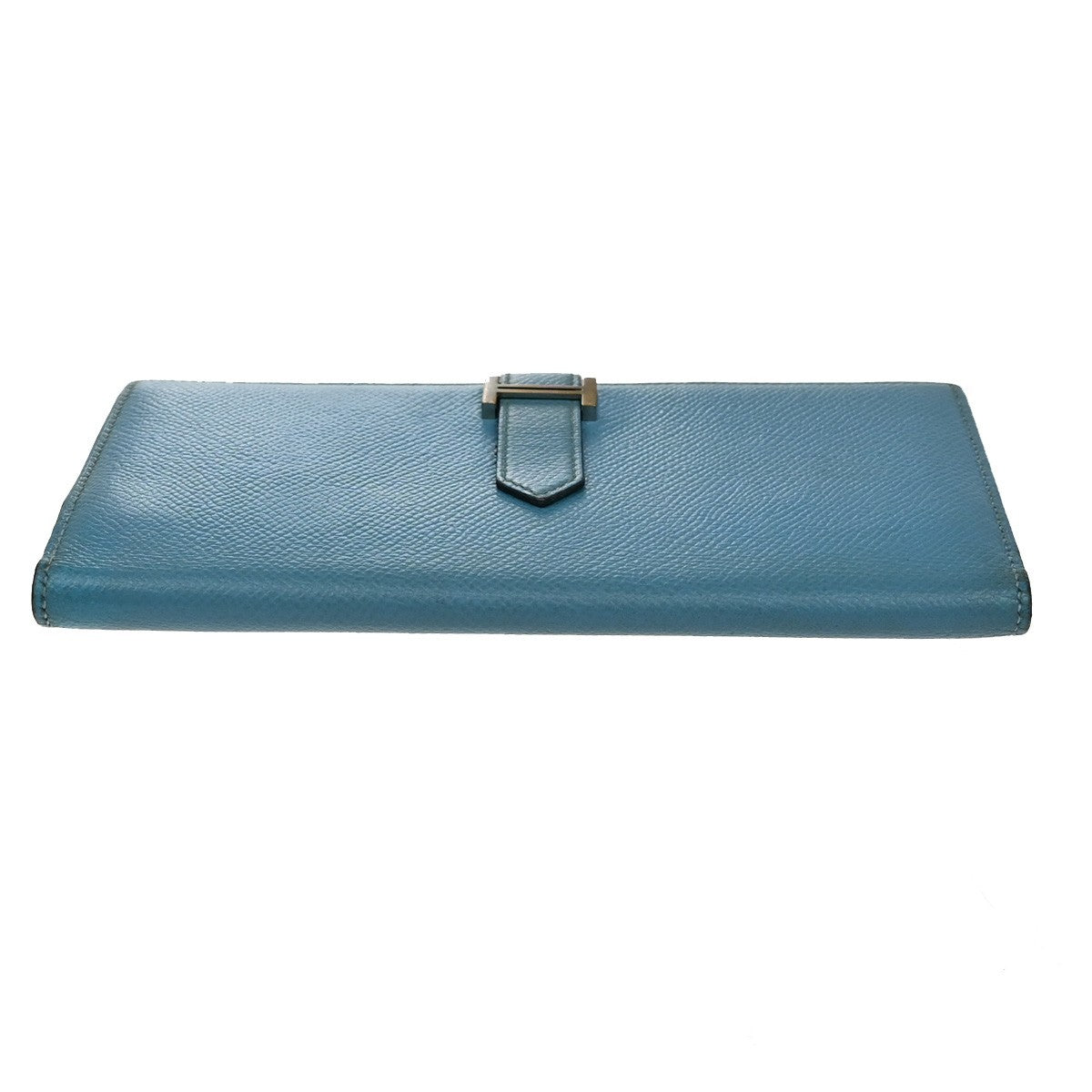 HERMES H Logo Bearn Long Bifold Wallet Leather Blue Red GHW France 32EF997