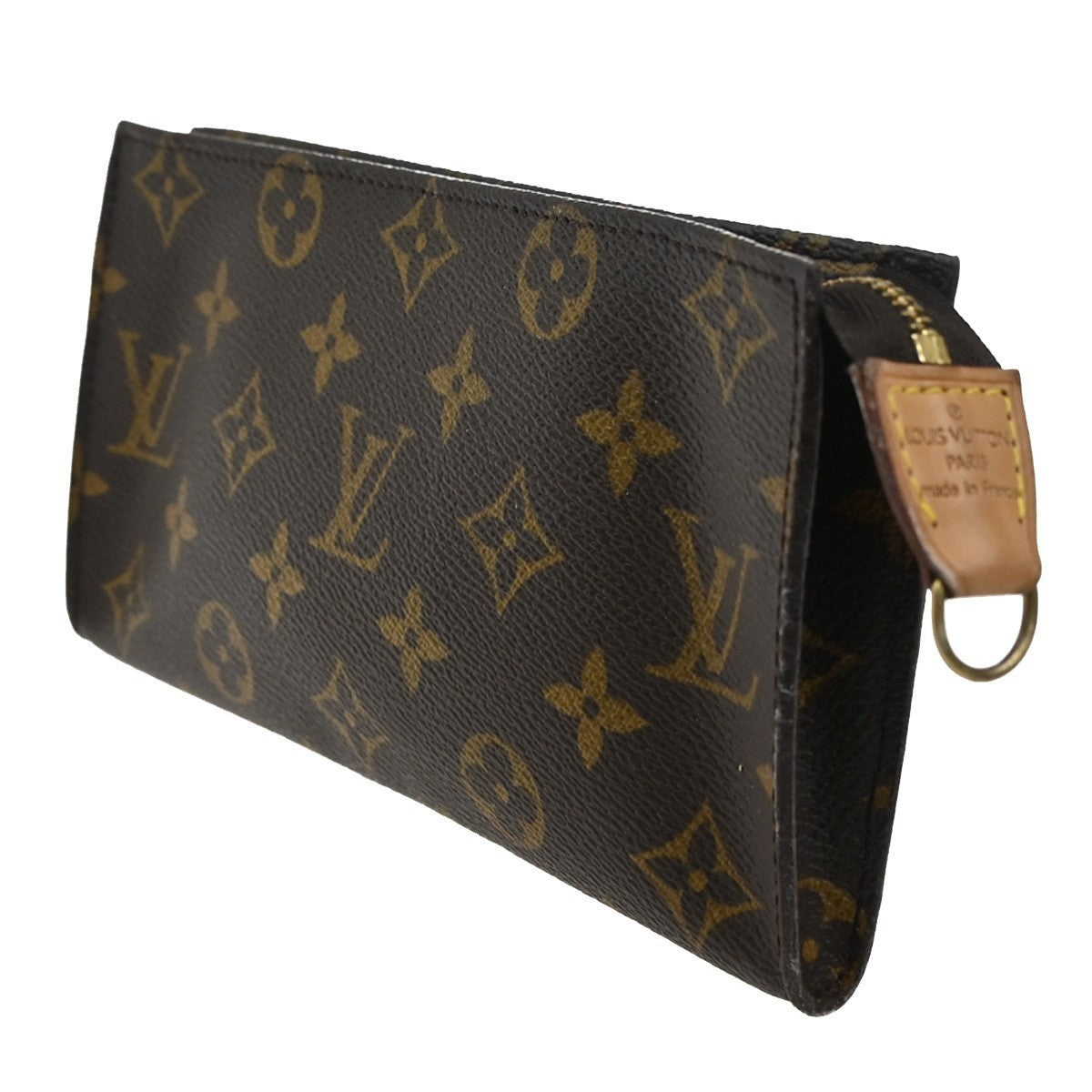LOUIS VUITTON Logo BUCKET GM Pouch Bag Monogram Leather Brown France 05TA366