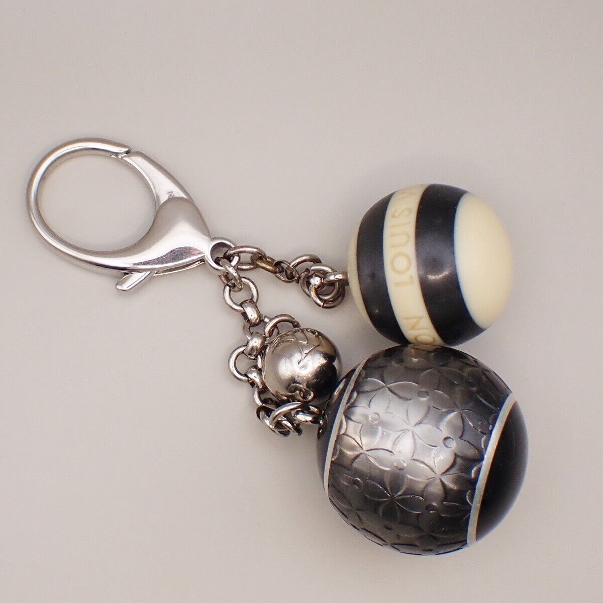 LOUIS VUITTON Logo Bijoux Sac Mini Lin Bag Charm Silver Black M65701 61YG571