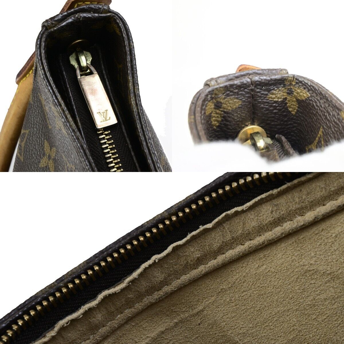 LOUIS VUITTON Logo Looping GM Shoulder Bag Monogram Leather Brown M51145 80ED311